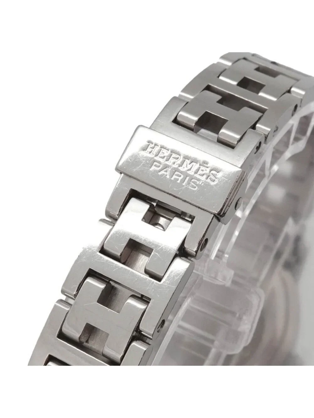 Hermes Clipper Nacre Oval Vintage Watch Diamond Bezel Quartz
